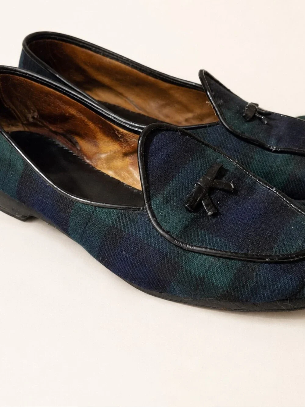 Belgian Shoes Midinette Black Watch Tartan Loafers 8.5W Fits US 9.5